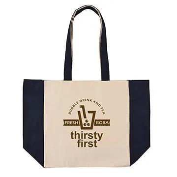 Custom Tote Bag Cotton Canvas with Color Accents - 14 x 15 in - product view 5