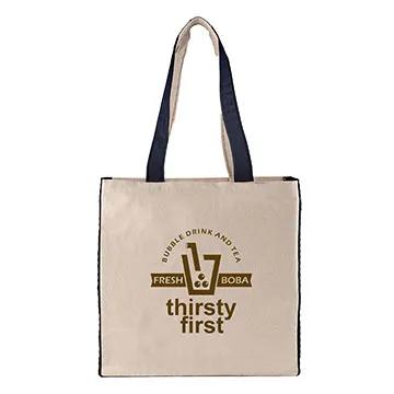 Custom Tote Bag Cotton Canvas with Color Accents - 14 x 15 in - product view 6