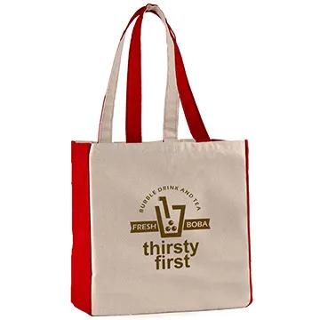 Custom Tote Bag Cotton Canvas with Color Accents - 14 x 15 in - product view 7