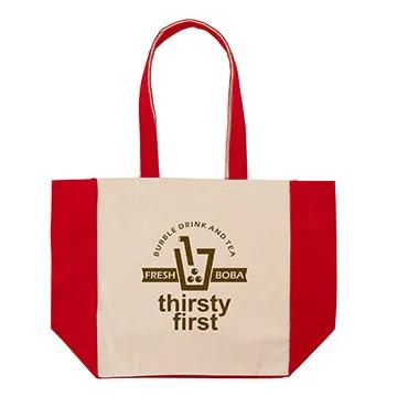 Custom Tote Bag Cotton Canvas with Color Accents - 14 x 15 in - product view 8