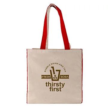 Custom Tote Bag Cotton Canvas with Color Accents - 14 x 15 in - product view 9