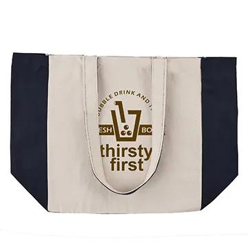 Custom Tote Bag Cotton Canvas with Color Accents - 14 x 15 in - product view 14