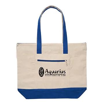 Custom Tote Bag Cotton Canvas Zippered Nautical - 17 x 13.5 in - product view 4