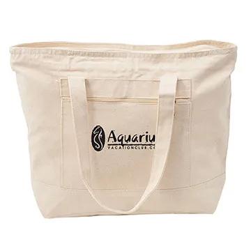 Custom Tote Bag Cotton Canvas Zippered Nautical - 17 x 13.5 in - product view 5