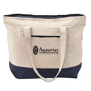 Custom Tote Bag Cotton Canvas Zippered Nautical - 17 x 13.5 in - product view 7