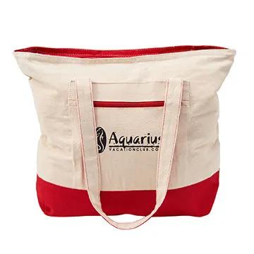 Custom Tote Bag Cotton Canvas Zippered Nautical - 17 x 13.5 in - product view 10