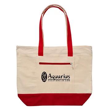 Custom Tote Bag Cotton Canvas Zippered Nautical - 17 x 13.5 in - product view 11