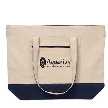 Custom Tote Bag Cotton Canvas Zippered Nautical - 17 x 13.5 in - product view 14