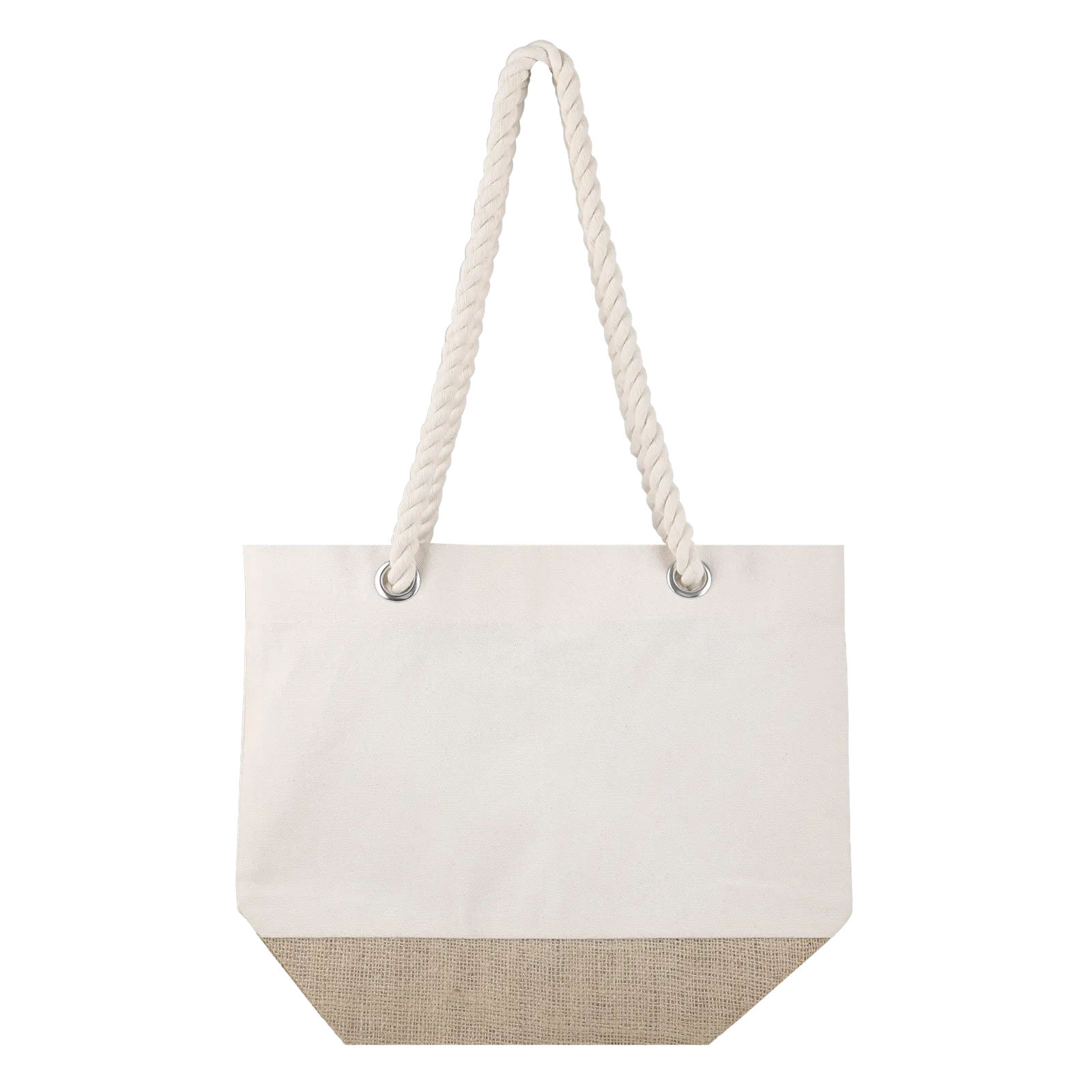 Custom Tote Bag Cotton Canvas with Jute Bottom - 15.25 x 12 in - blank view 6