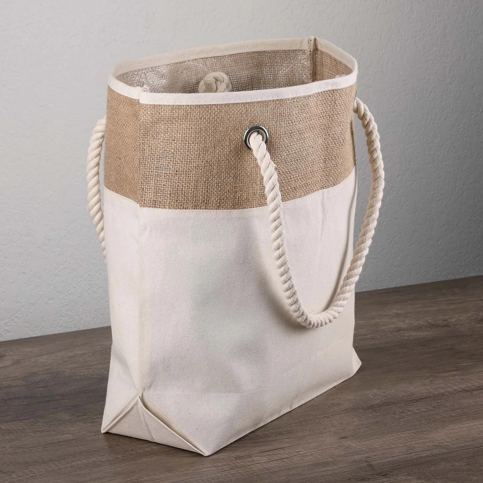 Custom Tote Bag Cotton Canvas with Jute Top - 18.5 x 15.25 in - product view 2