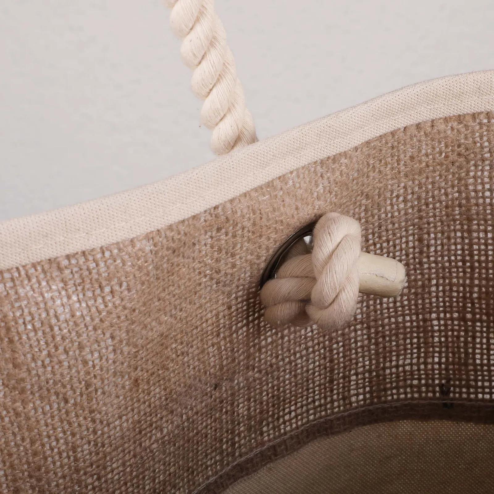 Custom Tote Bag Cotton Canvas with Jute Top - 18.5 x 15.25 in - product view 3