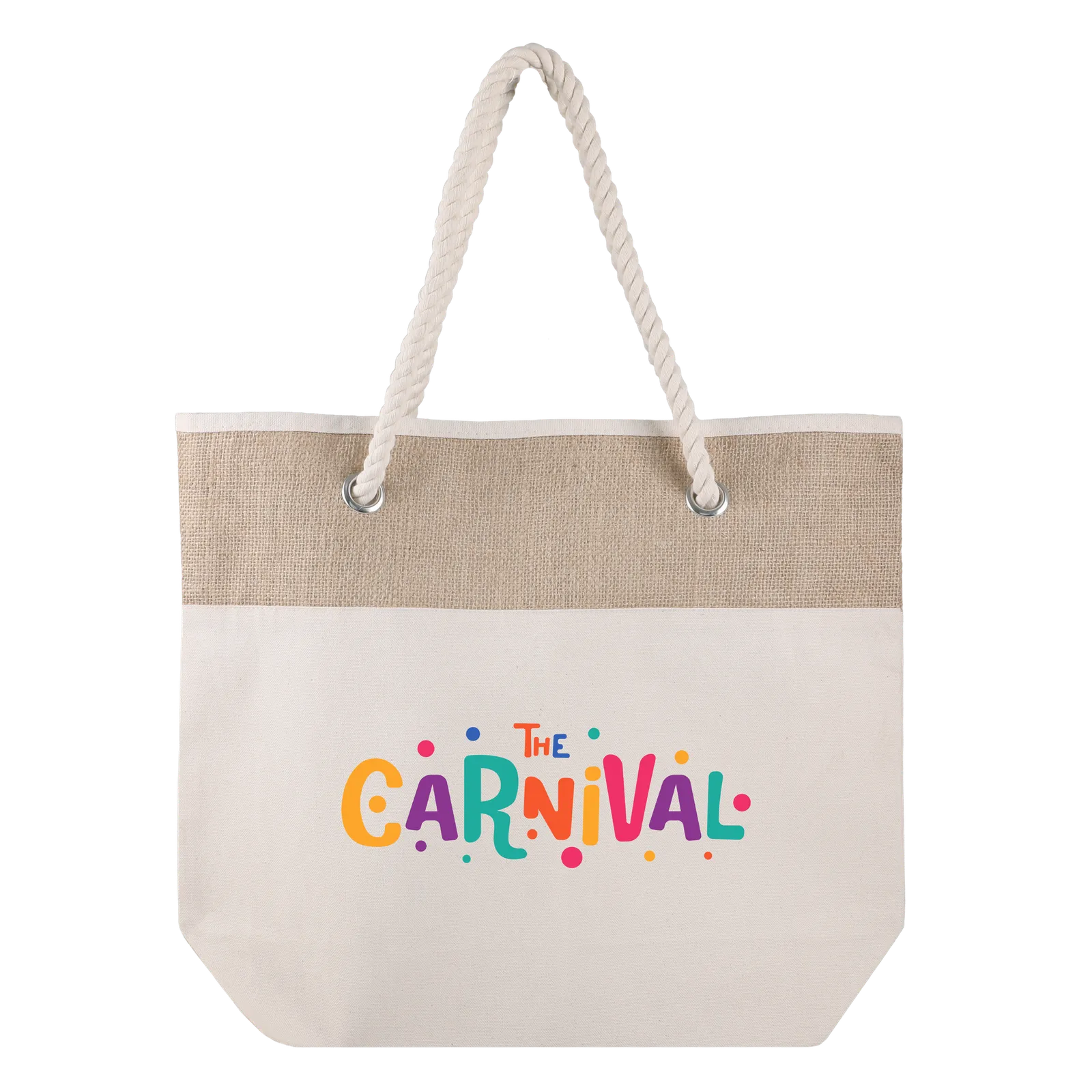 Custom Tote Bag Cotton Canvas with Jute Top - 18.5 x 15.25 in - product view 5