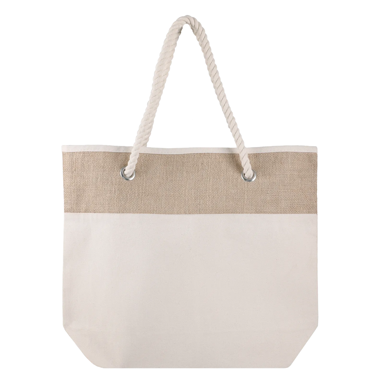 Custom Tote Bag Cotton Canvas with Jute Top - 18.5 x 15.25 in - blank view 6