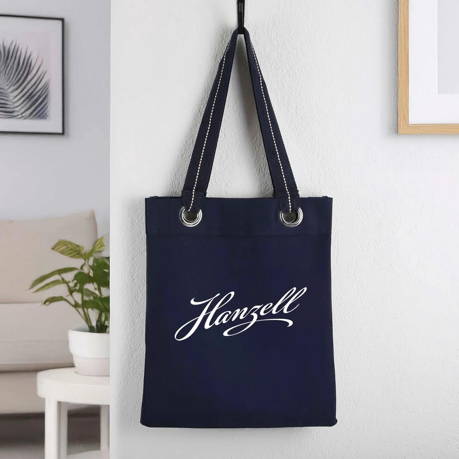 Custom Tote Bag Cotton Canvas with Metal Grommets - 12.75 x 15.25 in