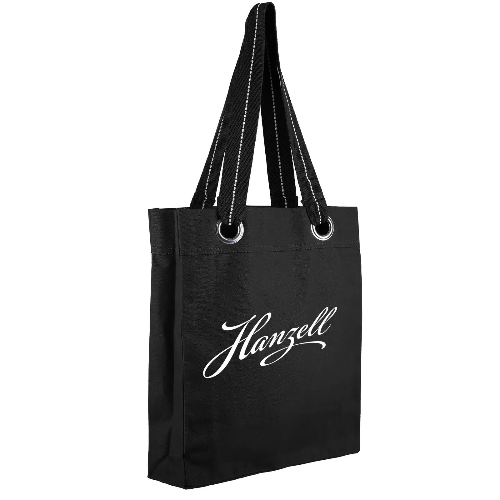 Custom Tote Bag Cotton Canvas with Metal Grommets - 12.75 x 15.25 in - product view 4