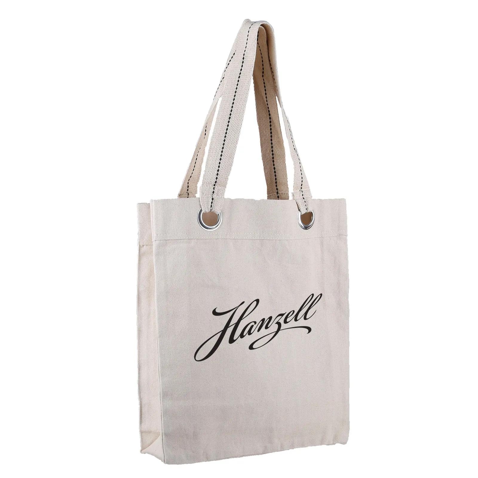 Custom Tote Bag Cotton Canvas with Metal Grommets - 12.75 x 15.25 in - product view 8