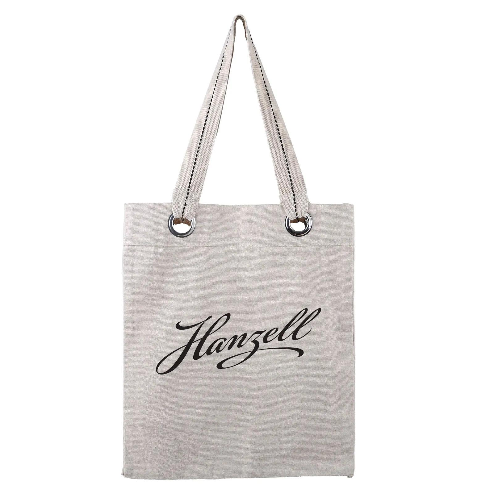 Custom Tote Bag Cotton Canvas with Metal Grommets - 12.75 x 15.25 in - product view 25