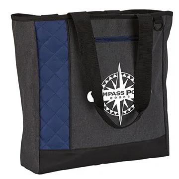 Custom Heathered Polyester Tote with Zippered Closure - 13.5 x 13.75 in