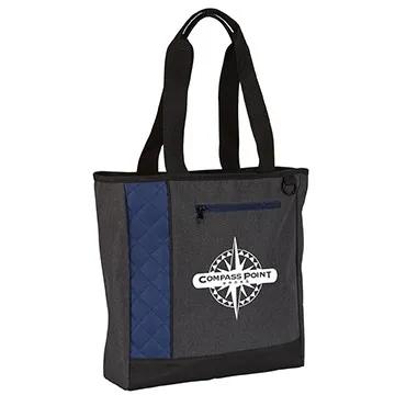 Custom Heathered Polyester Tote with Zippered Closure - 13.5 x 13.75 in - product view 2