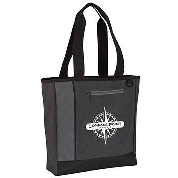 Custom Heathered Polyester Tote with Zippered Closure - 13.5 x 13.75 in - product view 5