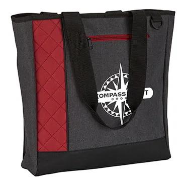 Custom Heathered Polyester Tote with Zippered Closure - 13.5 x 13.75 in - product view 7