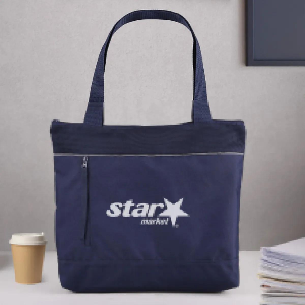 Custom Recycled Mesh Tote with Reflective Stripe - 17.25 x 13 in