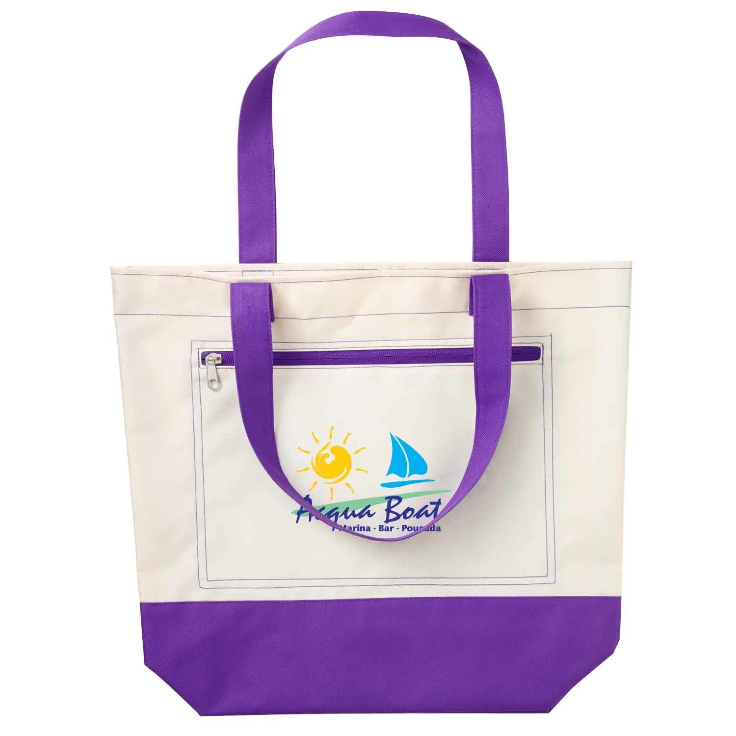 Custom Nautical Tote Bag with Two-Tone Design - 11.5 x 14.5 in - product view 3
