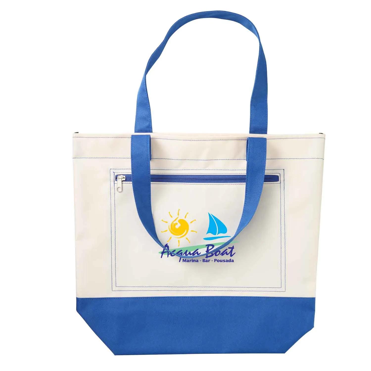 Custom Nautical Tote Bag with Two-Tone Design - 11.5 x 14.5 in - product view 5