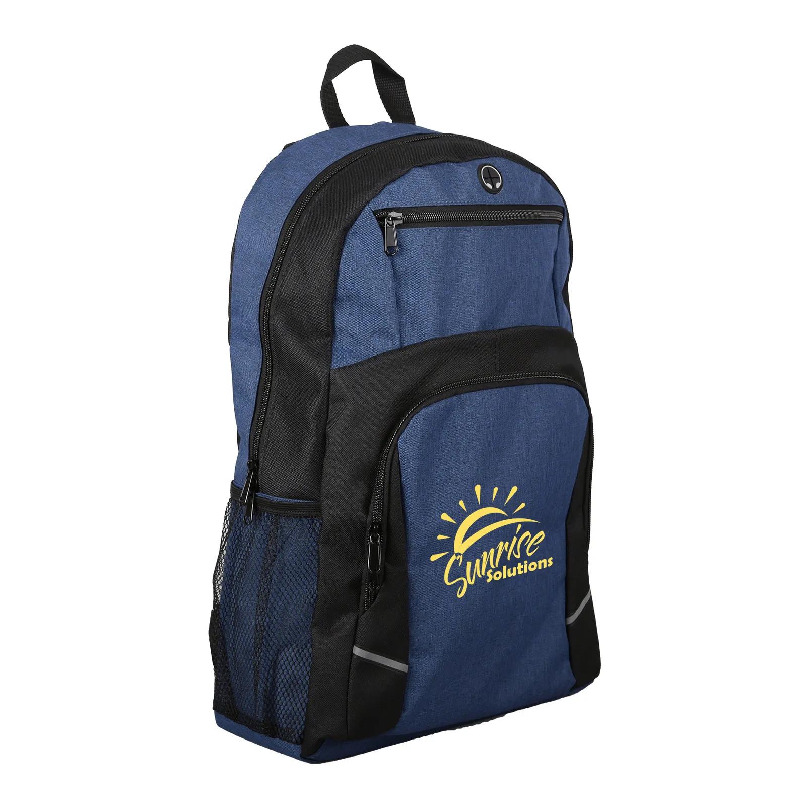 Custom Heathered Laptop Backpack with 16 inch Compartment - 15 x 18.5 in - product view 2