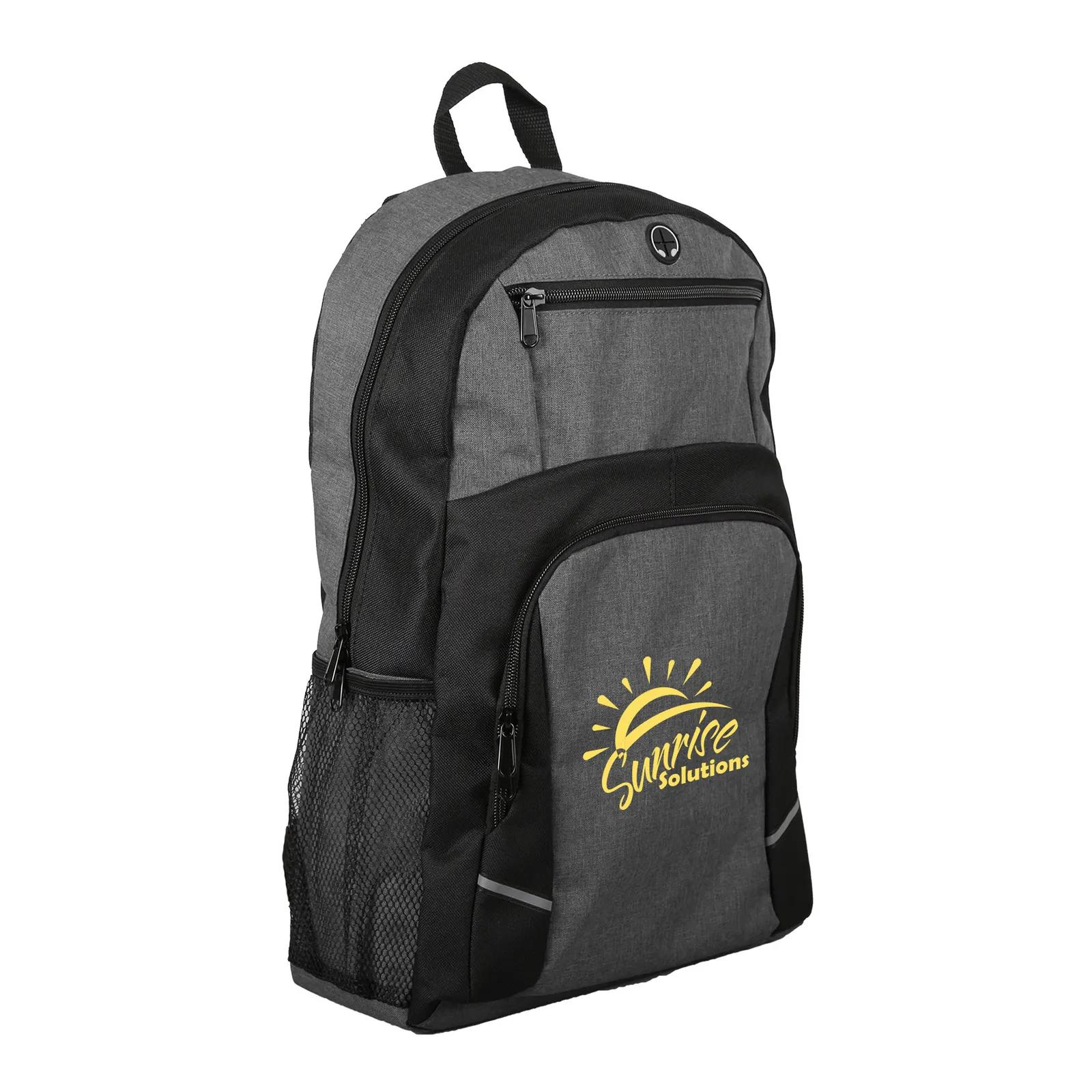 Custom Heathered Laptop Backpack with 16 inch Compartment - 15 x 18.5 in - product view 3