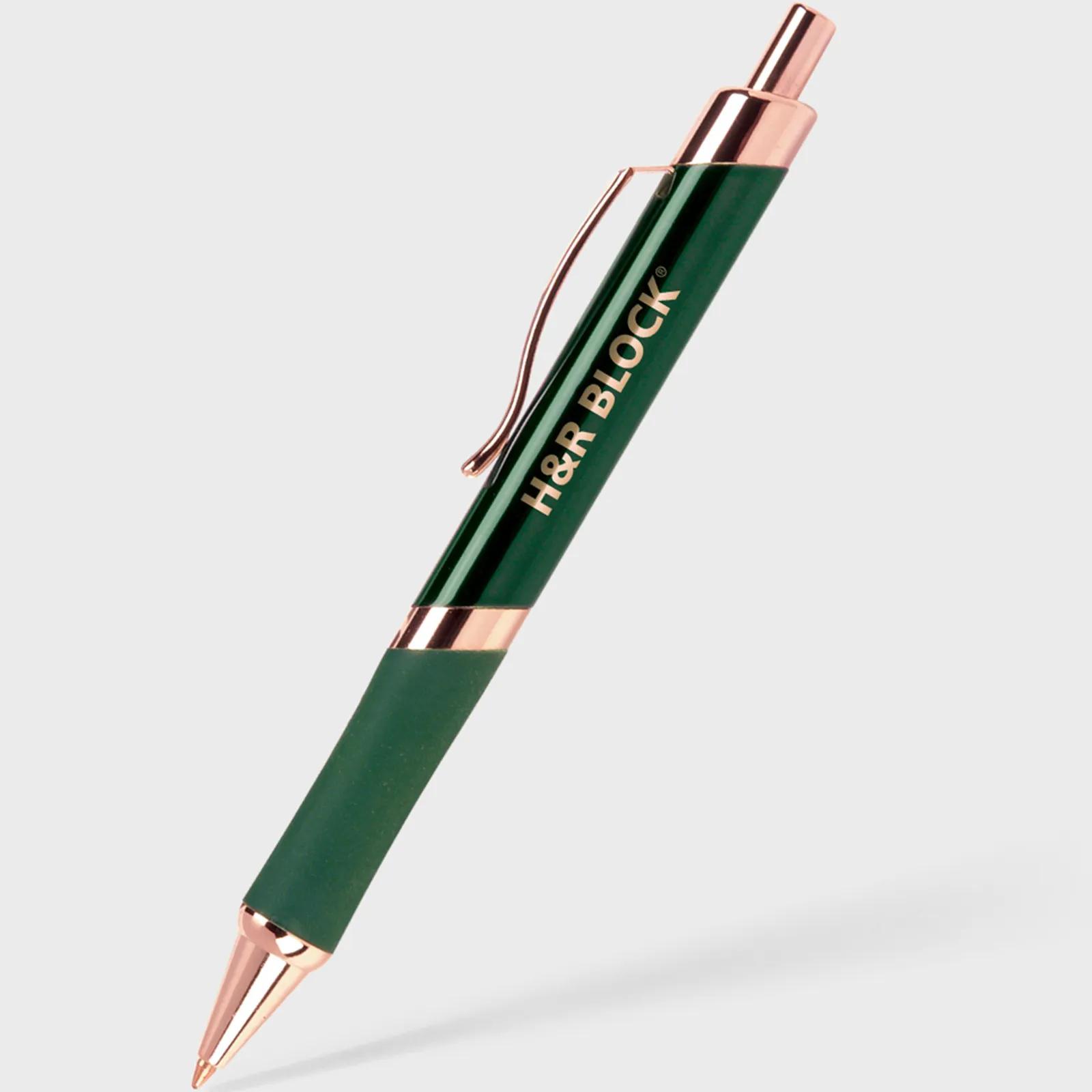 Metal Pen with Rose Gold Accents and Rubber Grip - 5.4 in - product view 2