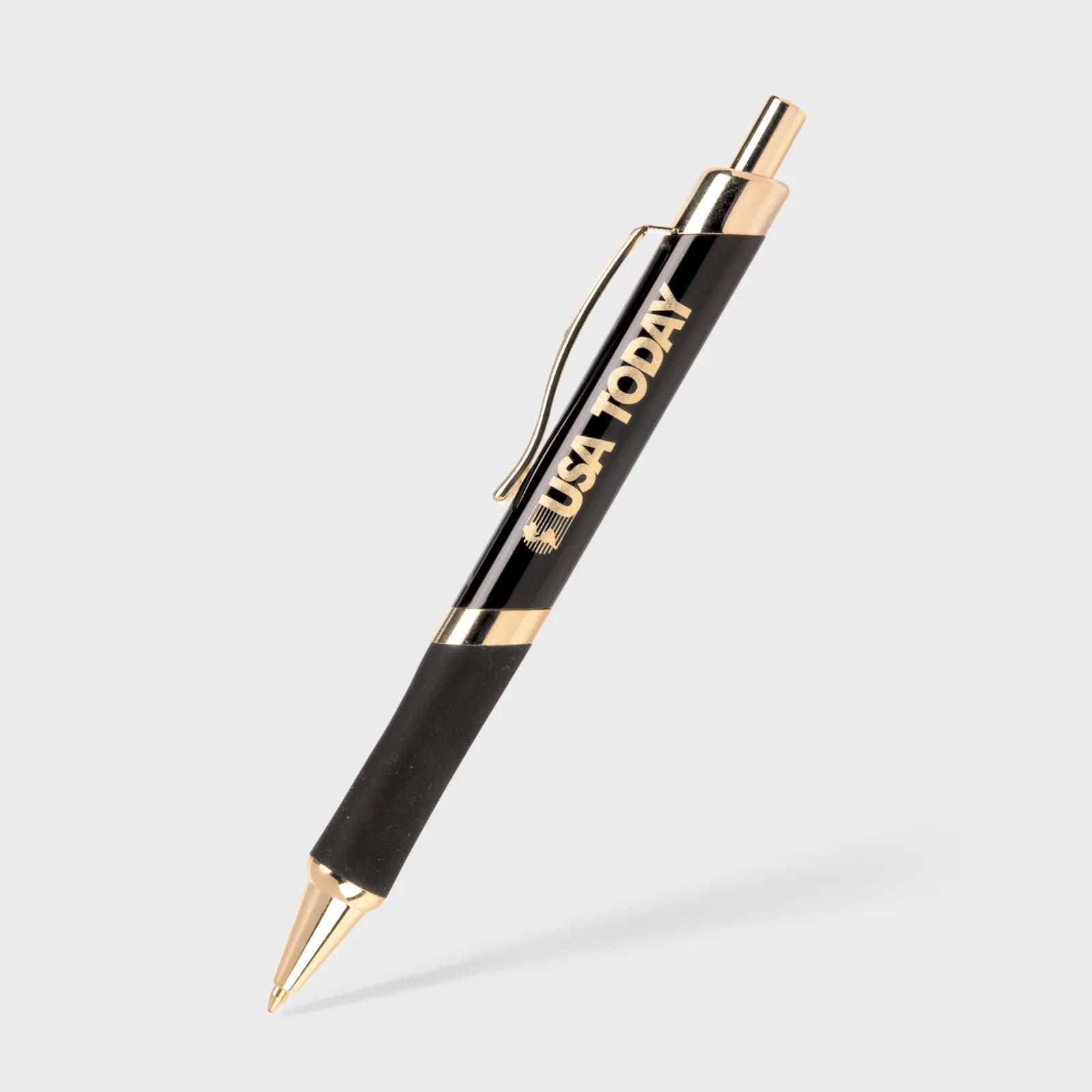 Metal Pen with Rose Gold Accents and Rubber Grip - 5.4 in - product view 4