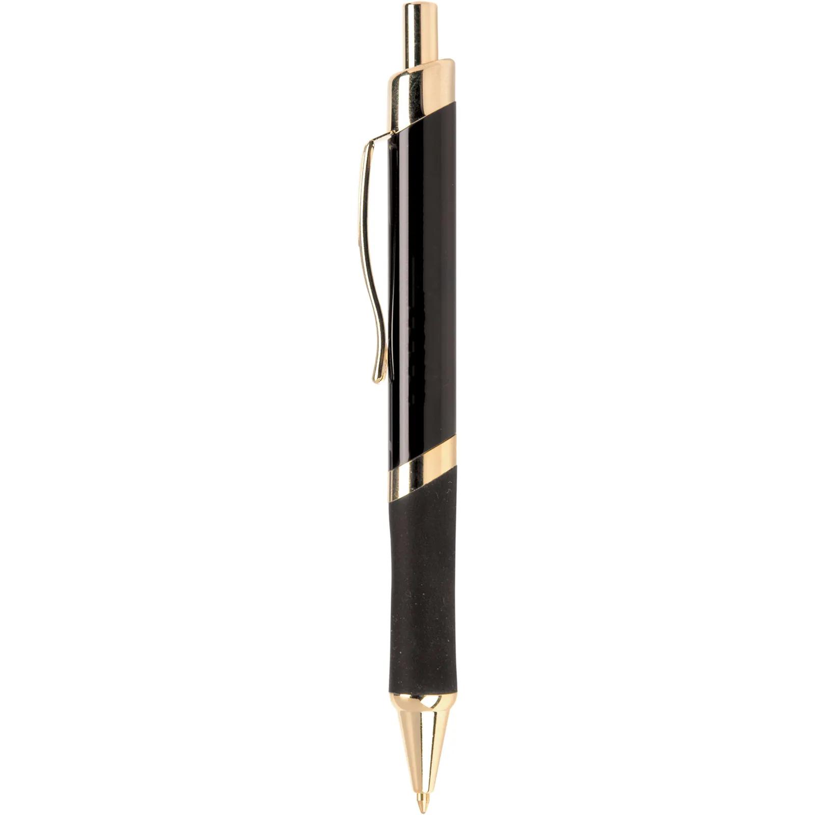 Metal Pen with Rose Gold Accents and Rubber Grip - 5.4 in - blank view 6