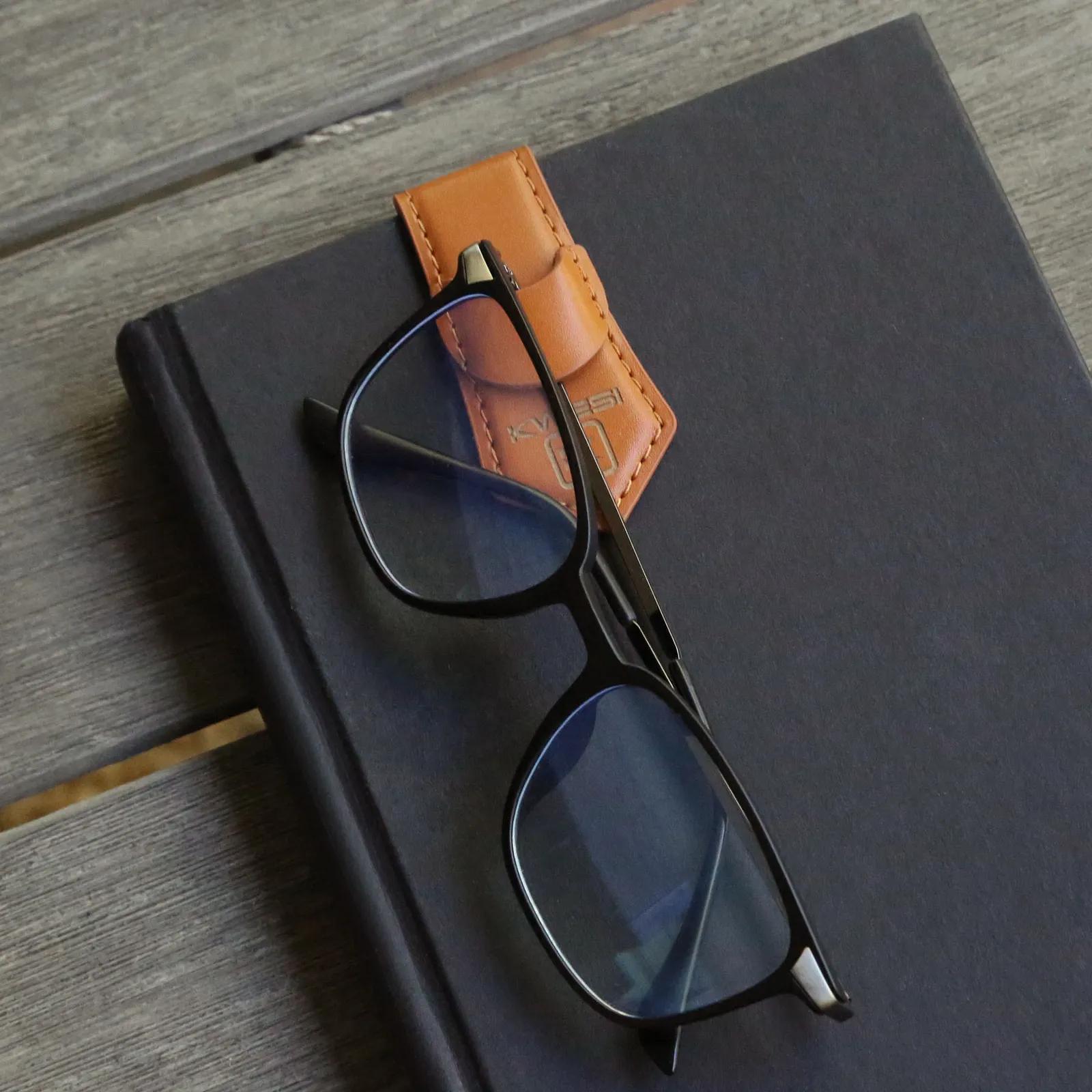 Sunglasses Holder Magnetic Clip Recycled PU Leather - product view 6