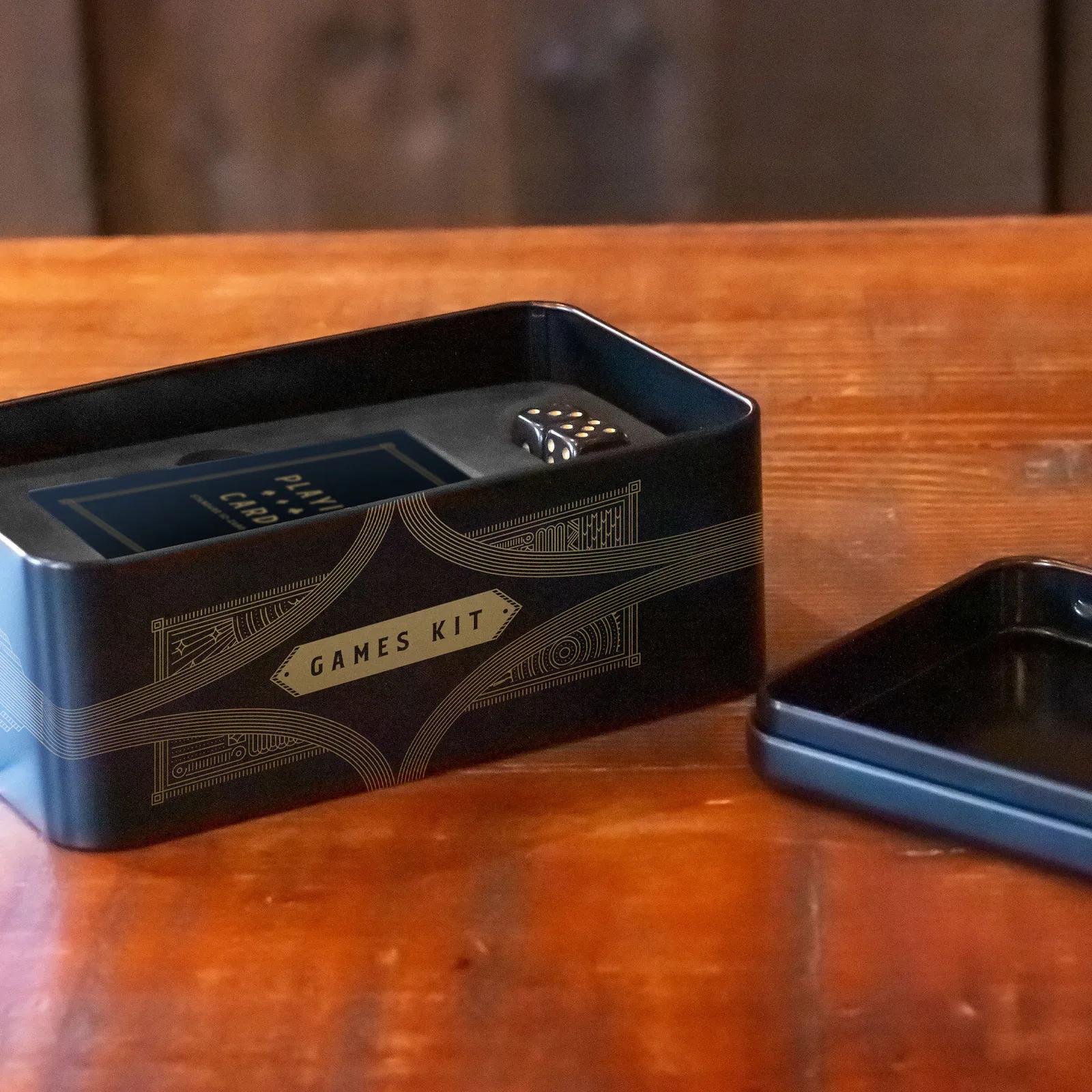 Games Kit Metal Tin Dominoes Dice Cards - 6 in - product view 3