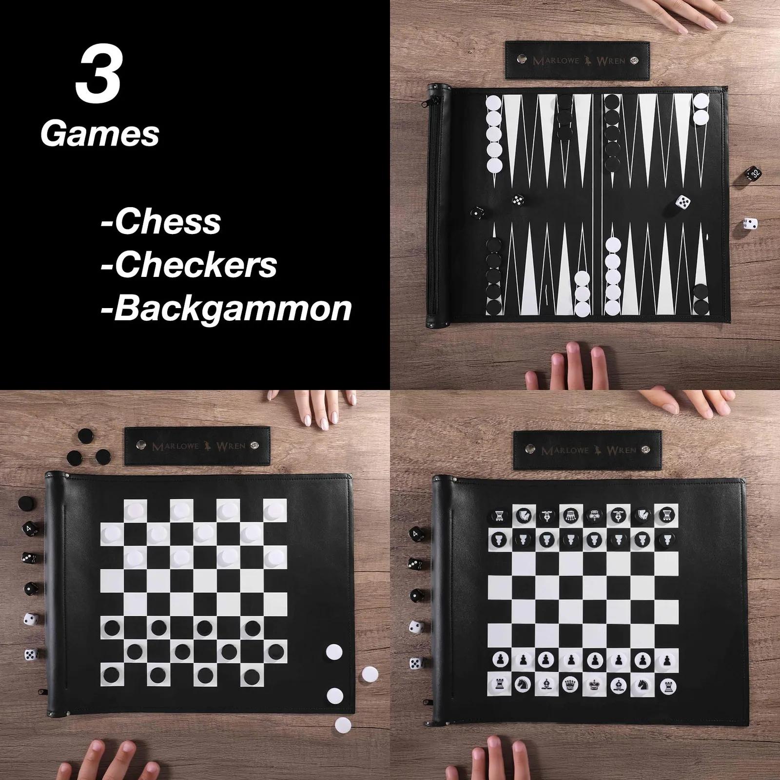 Games Kit Roll-Up Chess Checkers Backgammon - 12 in - product view 3