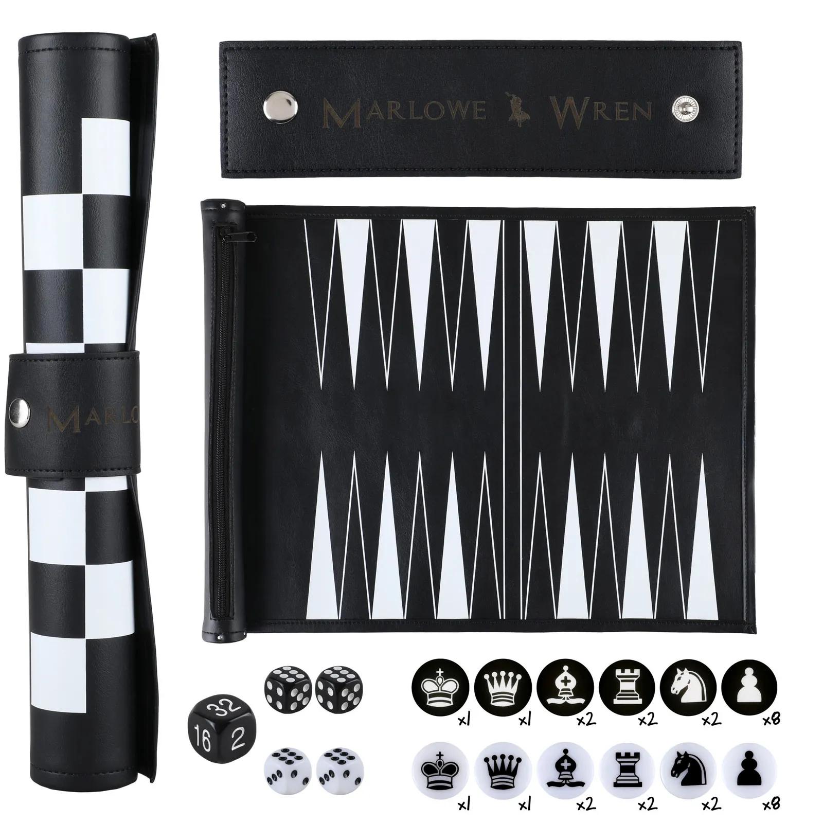 Games Kit Roll-Up Chess Checkers Backgammon - 12 in - product view 7