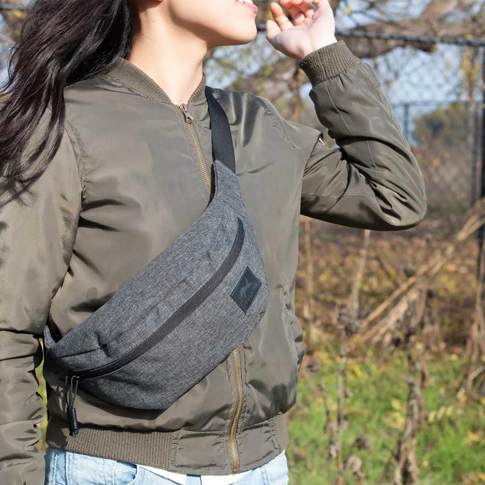 Fanny Pack Snow Fabric Polyester Dual Zipper Entry - product view 2