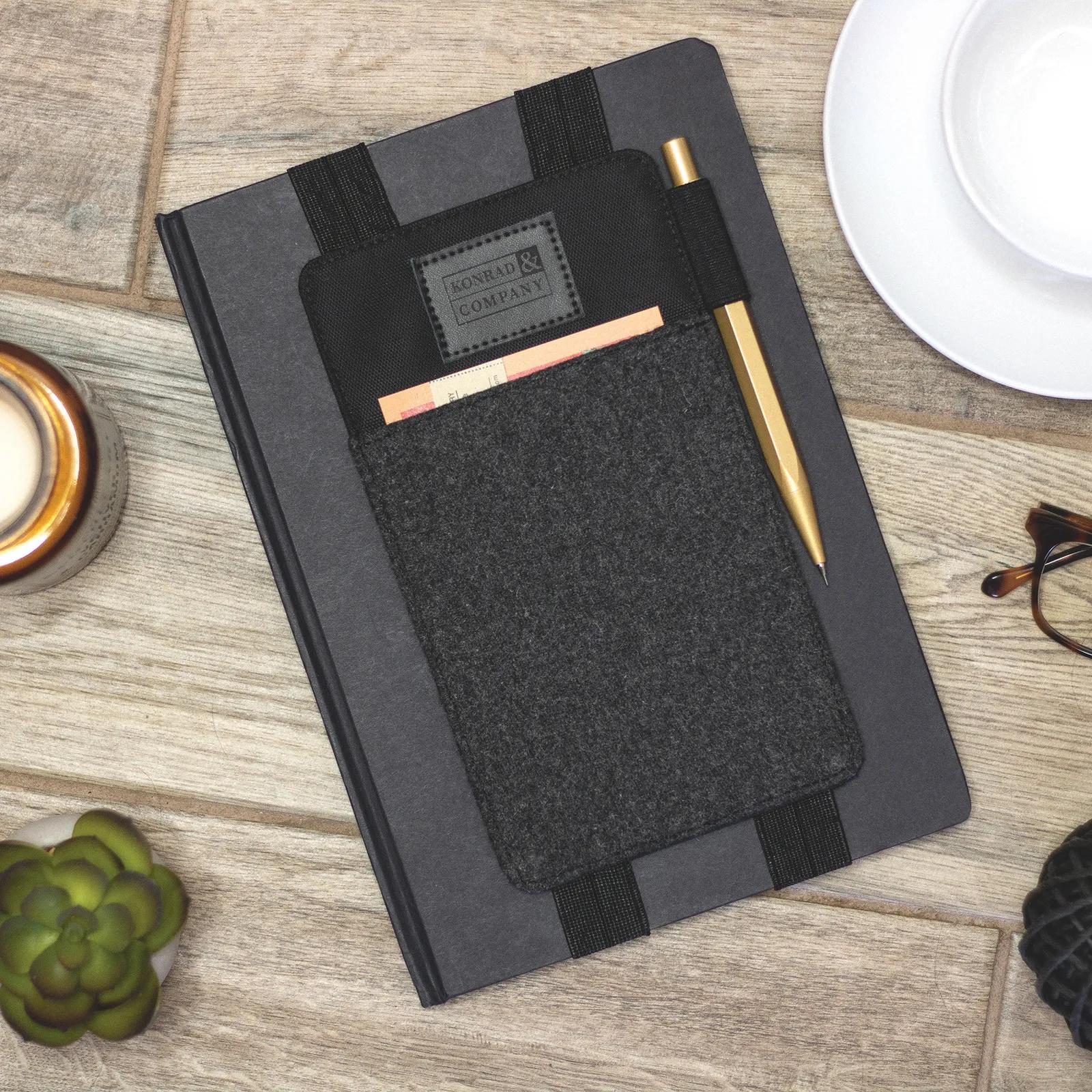 Notebook Cover Wool Blend Phone Pen Pockets - 4.5 x 8 in