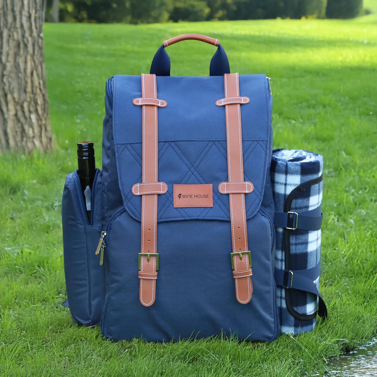 Picnic Backpack Canvas Insulated For Two - 11.4 x 17.3 in - product view 2