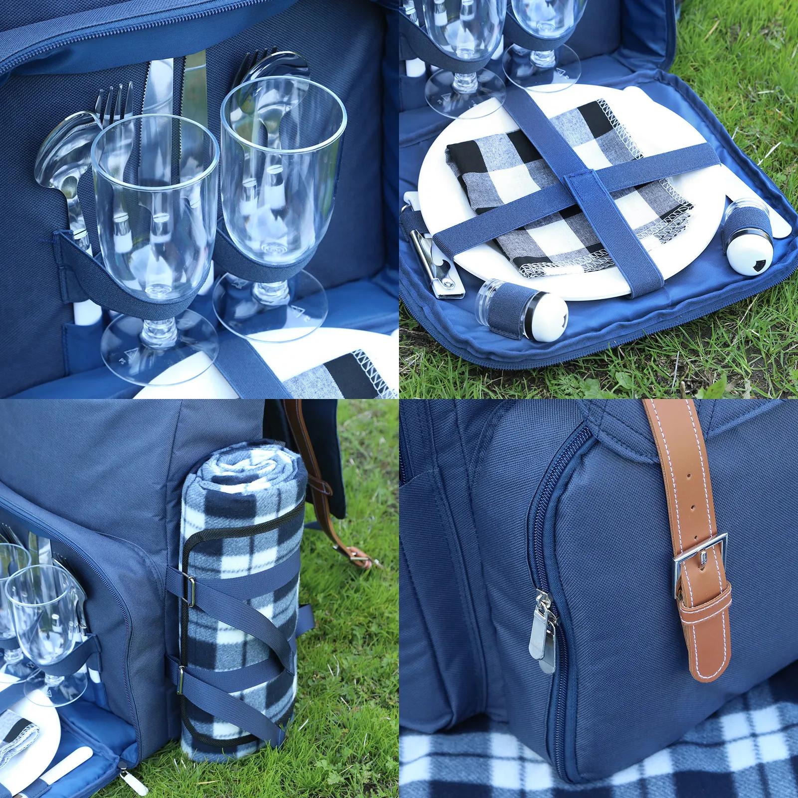 Picnic Backpack Canvas Insulated For Two - 11.4 x 17.3 in - product view 5