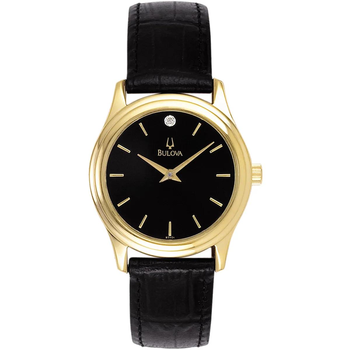 Women's Watch Black Diamond Dial Leather Strap - 30mm