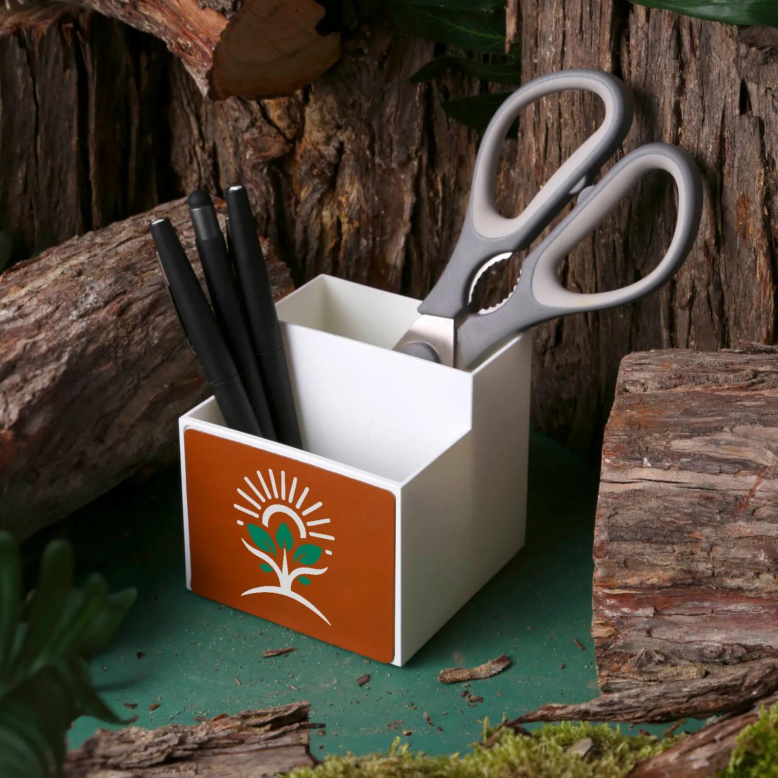 Desk Organizer Recycled Faux Leather - 3.5 x 3.5 in