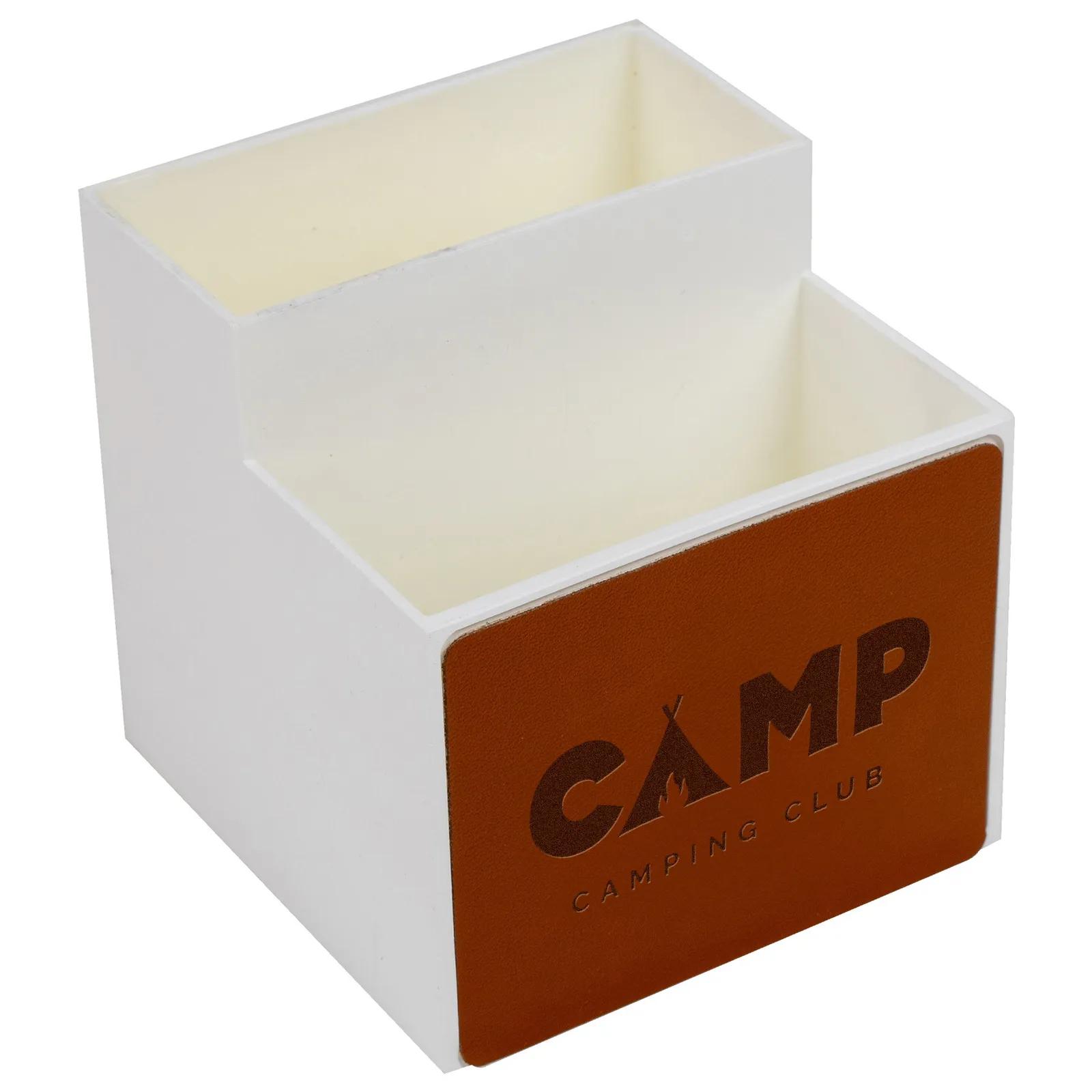 Desk Organizer Recycled Faux Leather - 3.5 x 3.5 in - product view 3