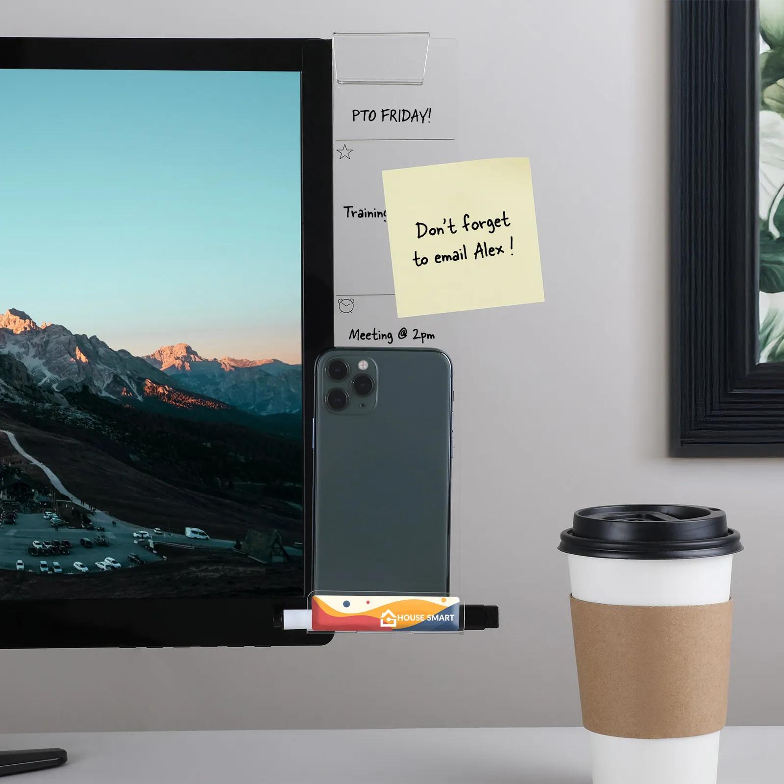 Acrylic Monitor Board Clear with Phone Shelf - 12 in - product view 3