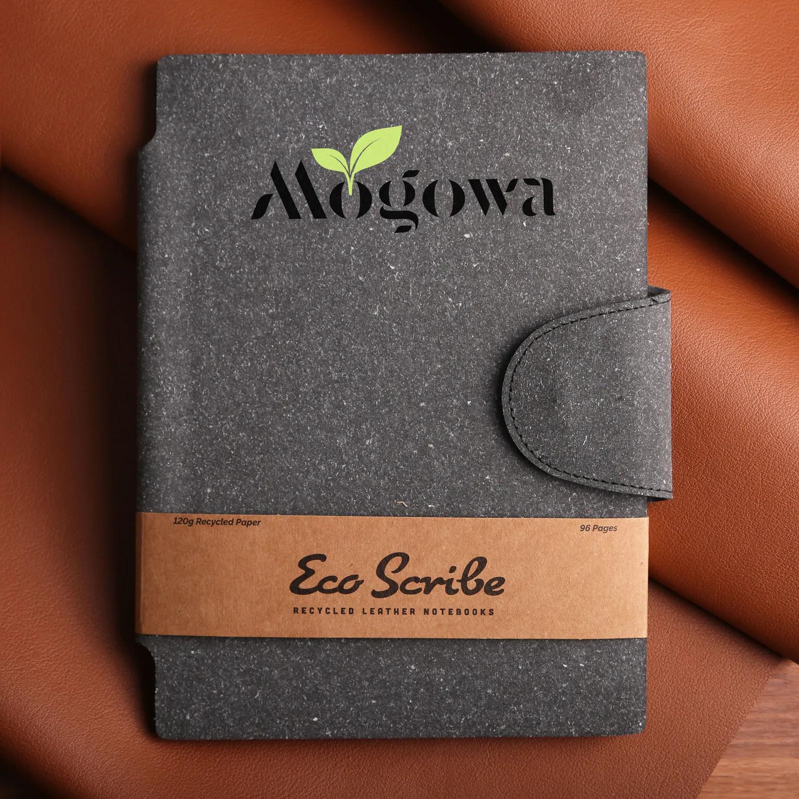 Hardcover Notebook Recycled Leather Lined - 6 x 8.5 in - product view 3