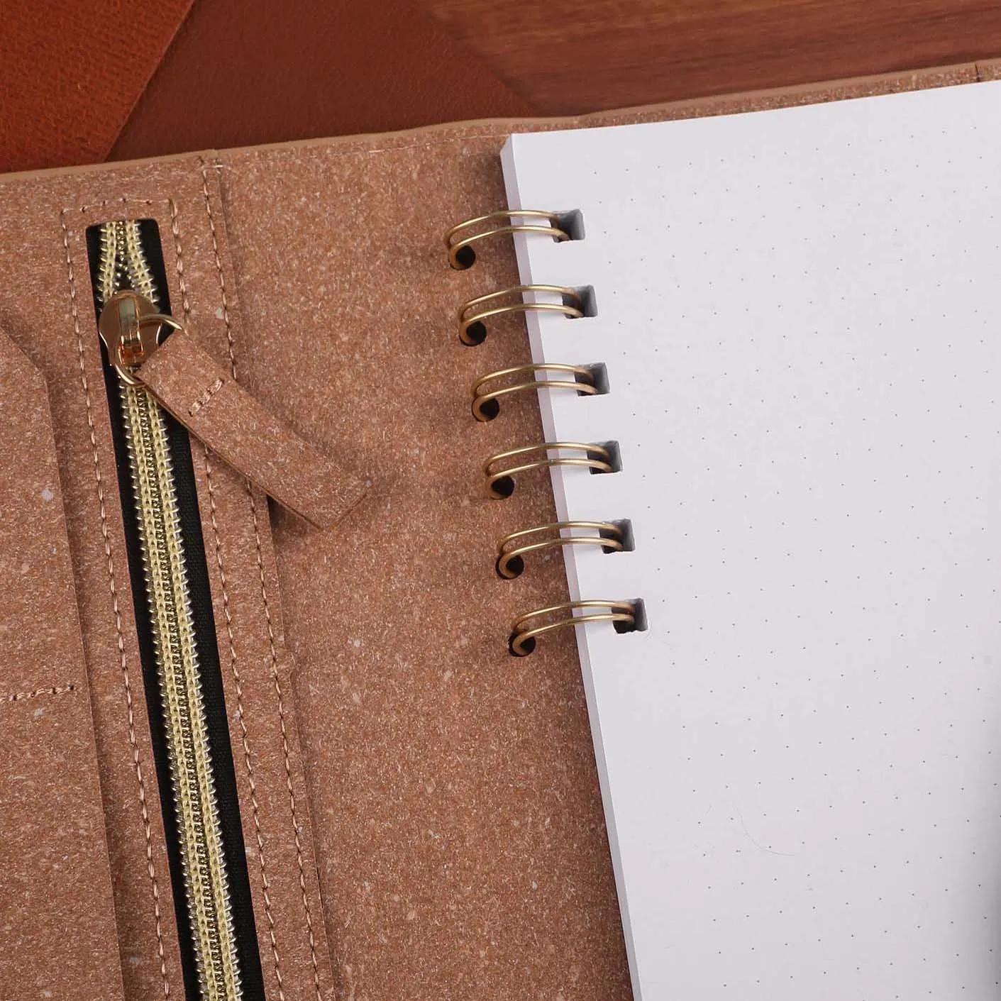 Ring Bound Notebook Recycled Leather Dotted - 7 x 9.75 in - product view 4