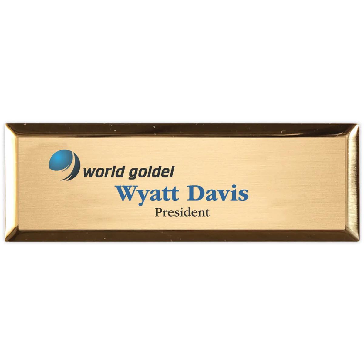 Name Badge Executive Aluminum Framed Full Color - 1 x 3 in