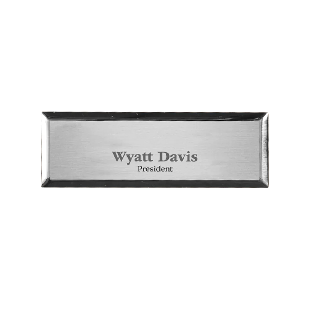 Name Badge Executive Aluminum Framed Full Color - 1 x 3 in - blank view 2