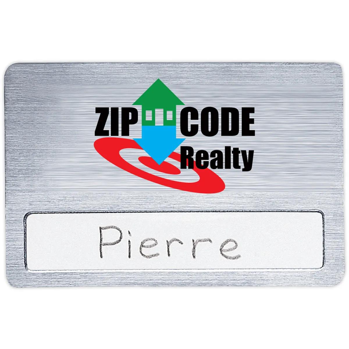 Reusable Name Badge with Metallic Plastic - 3 x 2 in